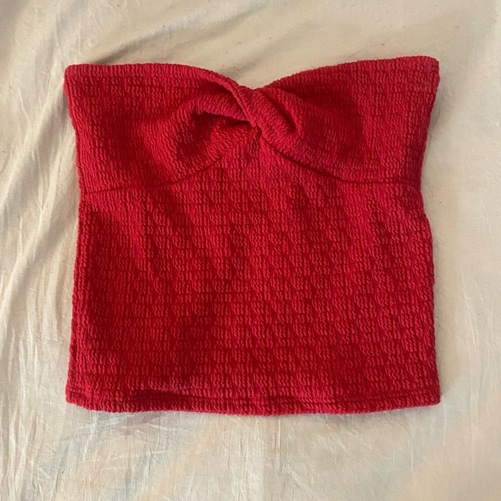 Red Twist-Front Crop Top